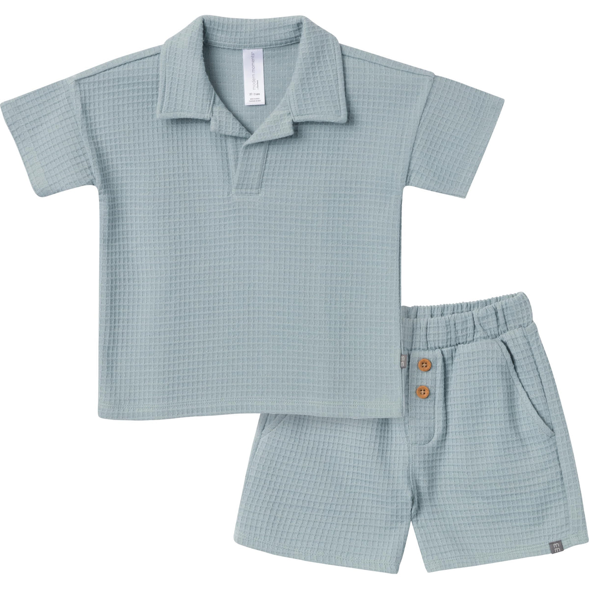 Modern Moments by Gerber Baby Boys' 2-piece Johny Collar Shirt & Short Set