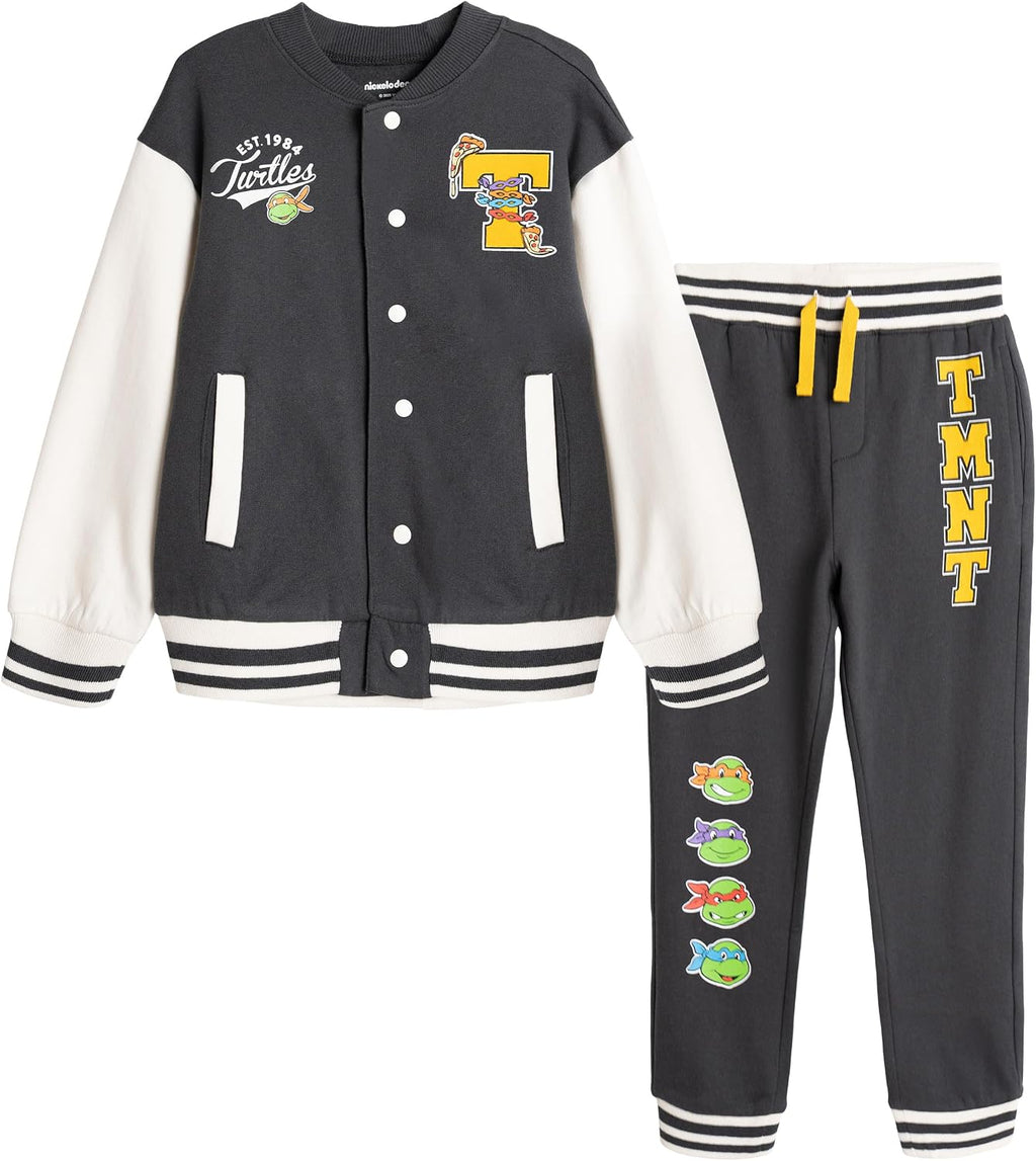 Teenage Mutant Ninja Turtles Fleece Varsity Bomber Jacket and Jogger Pants Outfit Set Toddler to Big Kid Sizes (2T - 14-16)
