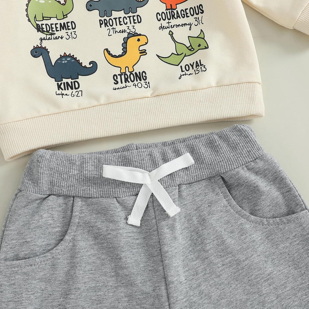 Fernvia Toddler Boy Fall Winter Clothes God Says I Am Long Sleeve Pullover Sweatshirts + Solid Joggers Pants Outfits Set