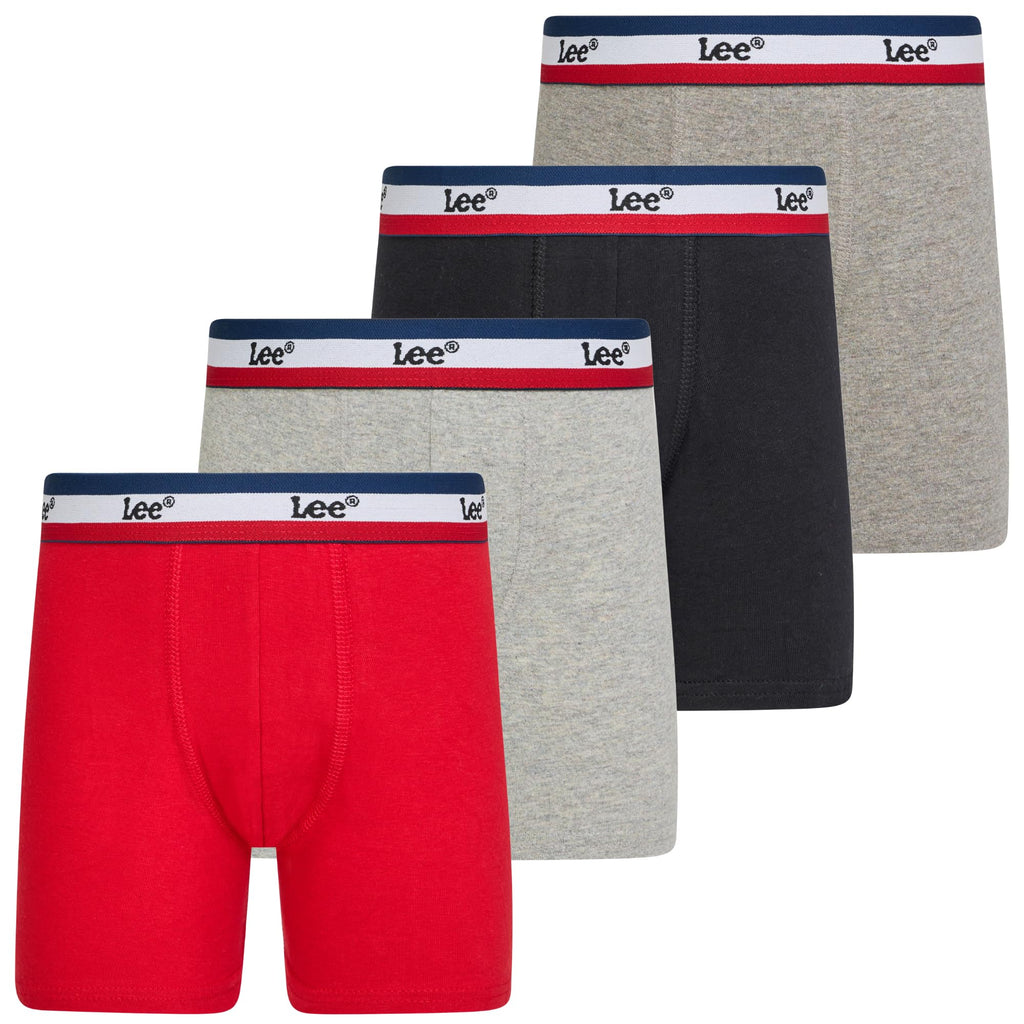 Lee Boys Underwear, 4 Pack Cotton Stretch Tagless Boxer Briefs Youth Kids