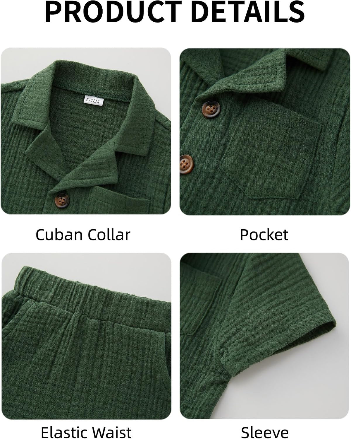 SALNIER Toddler Baby Boy Summer Outfit Set Cuban Shirt Shorts