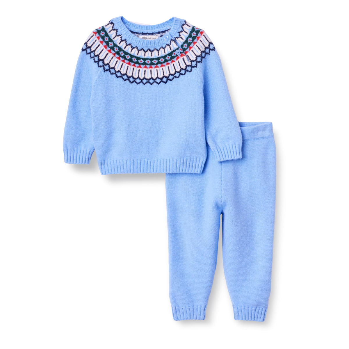 Amazon Essentials x Sofia Grainge Toddler and Baby Boys' Cotton-Nylon Knit Sweater Set with Crew Neckline