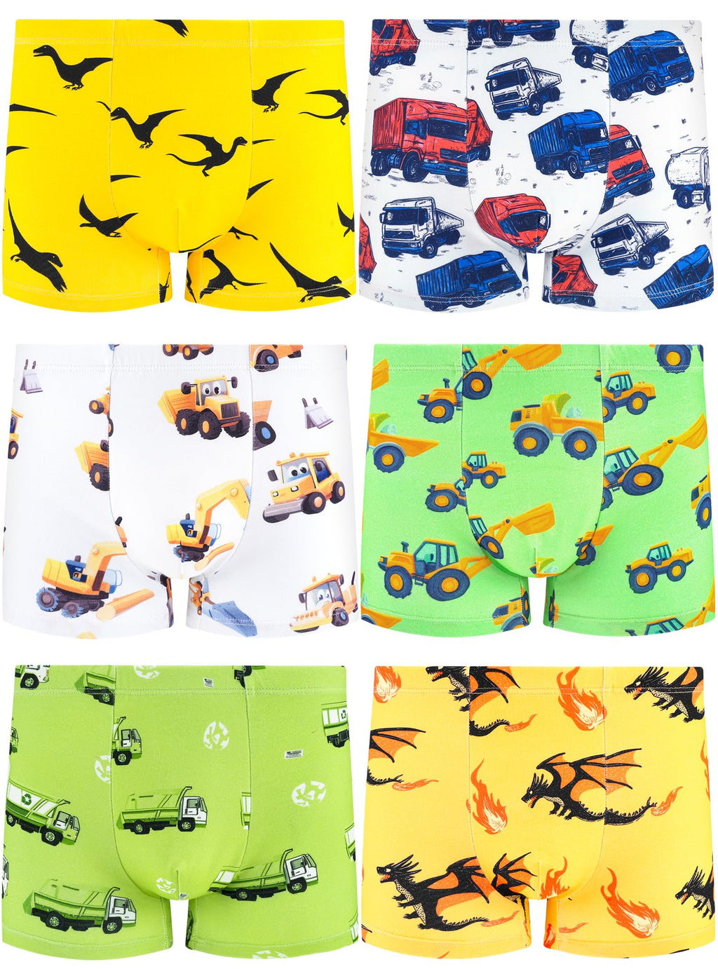 Boys Underwear, Soft Cotton Tagless Boxer Briefs, 6-Pack, 2T-12Y