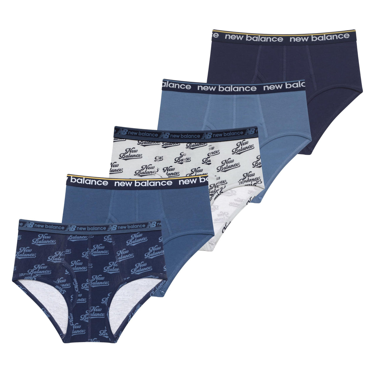 New Balance Boys' Non-brushed Jersey Performance Wicking Cotton Brief Underwear (5 Pack)