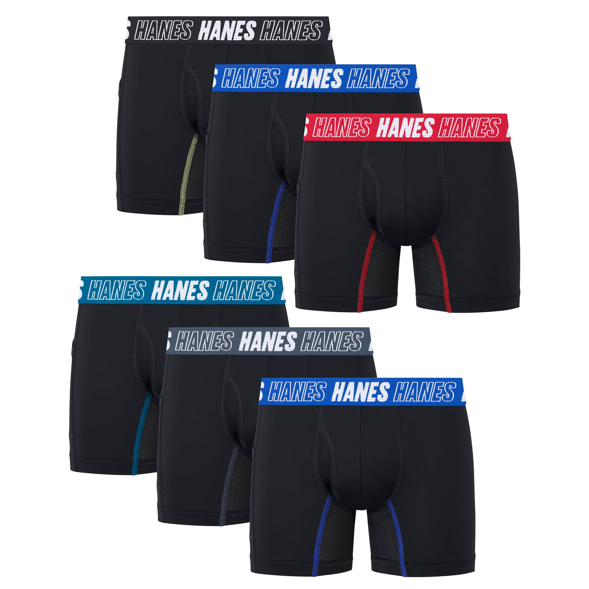 Hanes Boys' Moves Underwear, Anti-chafe Boxer Briefs for Boys, 6-pack