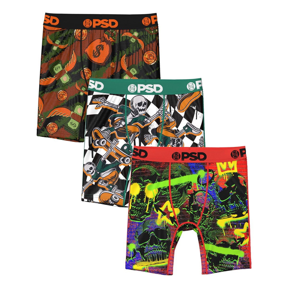 PSD Youth Boys Underwear Sports Graphic Print Boxer Briefs, Packs & Singles