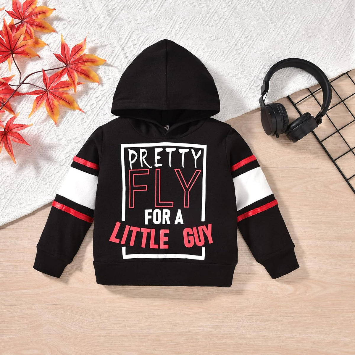 HINTINA Toddler Little Boy Letter Print Hooded Sweatsuit Outfits Long Sleeve Sweatshirt Jogger Fall Winter Clothes Set