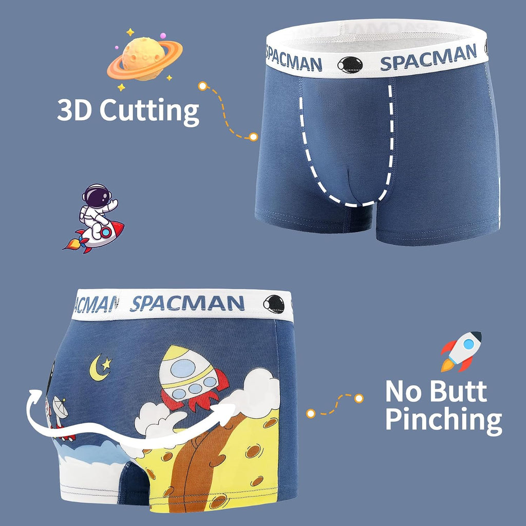 SkiBeaut Boy Boxer Brief Multipack Little Kids Underwear Children Cute Panties Boys Short for 2-12 Years, Pack of 4