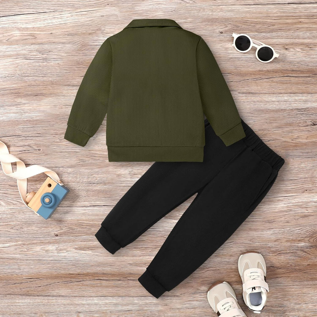 YUEMION Toddler Boy Clothes 2PCS Fall Winter Baby Boy Outfit Long Sleeve Solid Sweatshirt +Pants Sweatsuit Clothing Set 1-5T