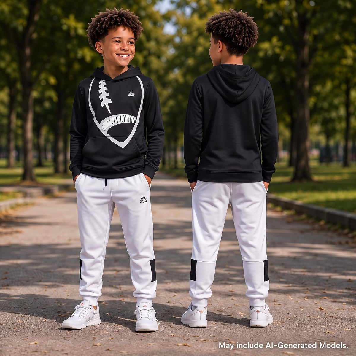 RBX Boys Tracksuit 4 Piece Waffle Thermal Hoodie & Tricot Jogger Sweatpants