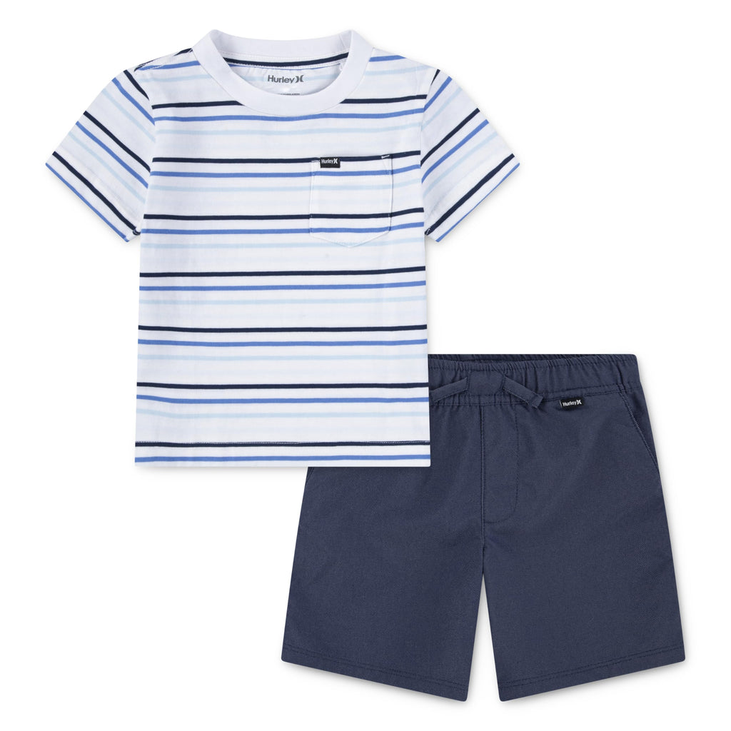 Hurley Baby and Toddler Boys' Soft Basic Cloud Slub T-Shirt and Shorts 2-Piece Outfit Set