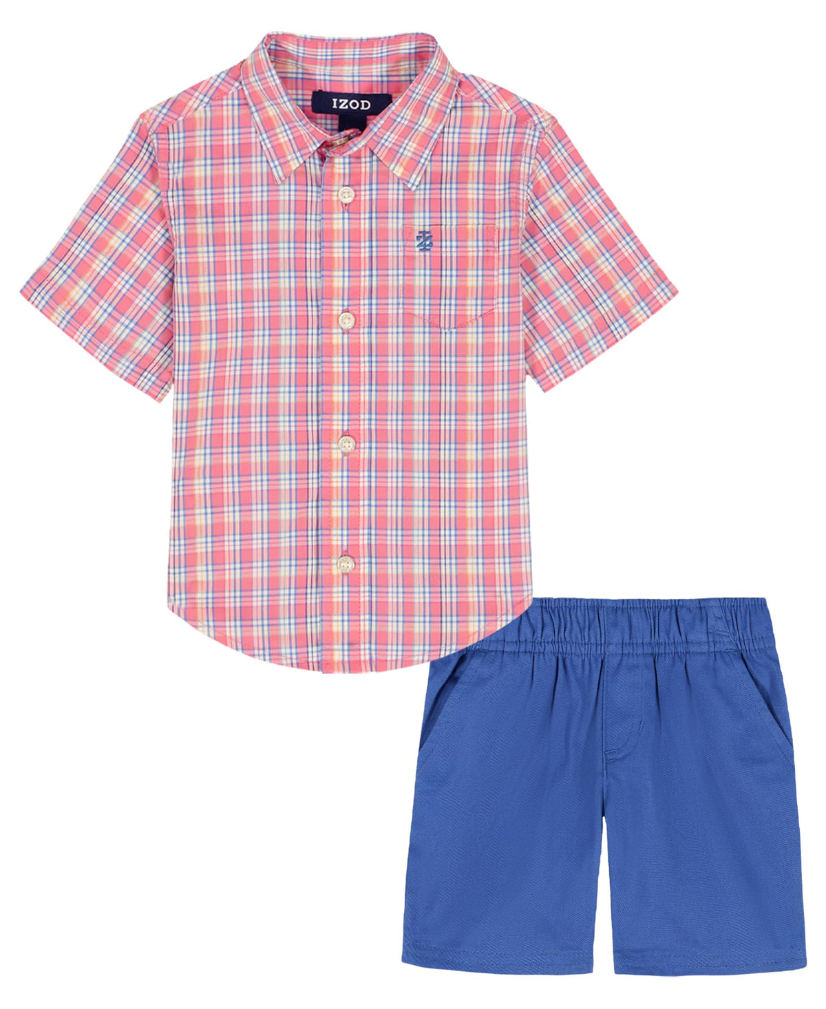 IZOD Boys' 2-piece Short Set, Collared Button-down Shirt, and Performance Shorts