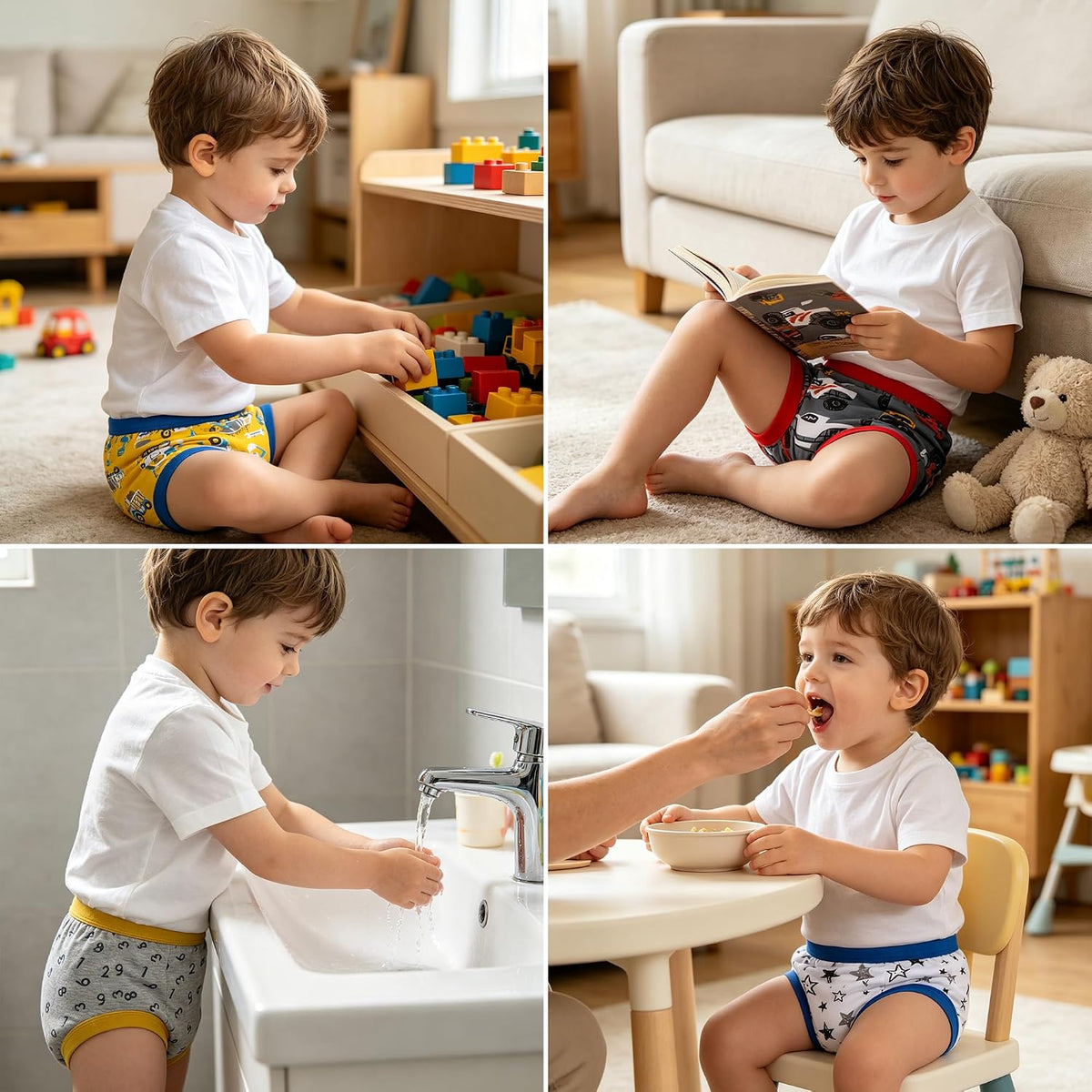 BIG ELEPHANT Toddler Potty Training Underwear, 100% Cotton for Boys & Girls