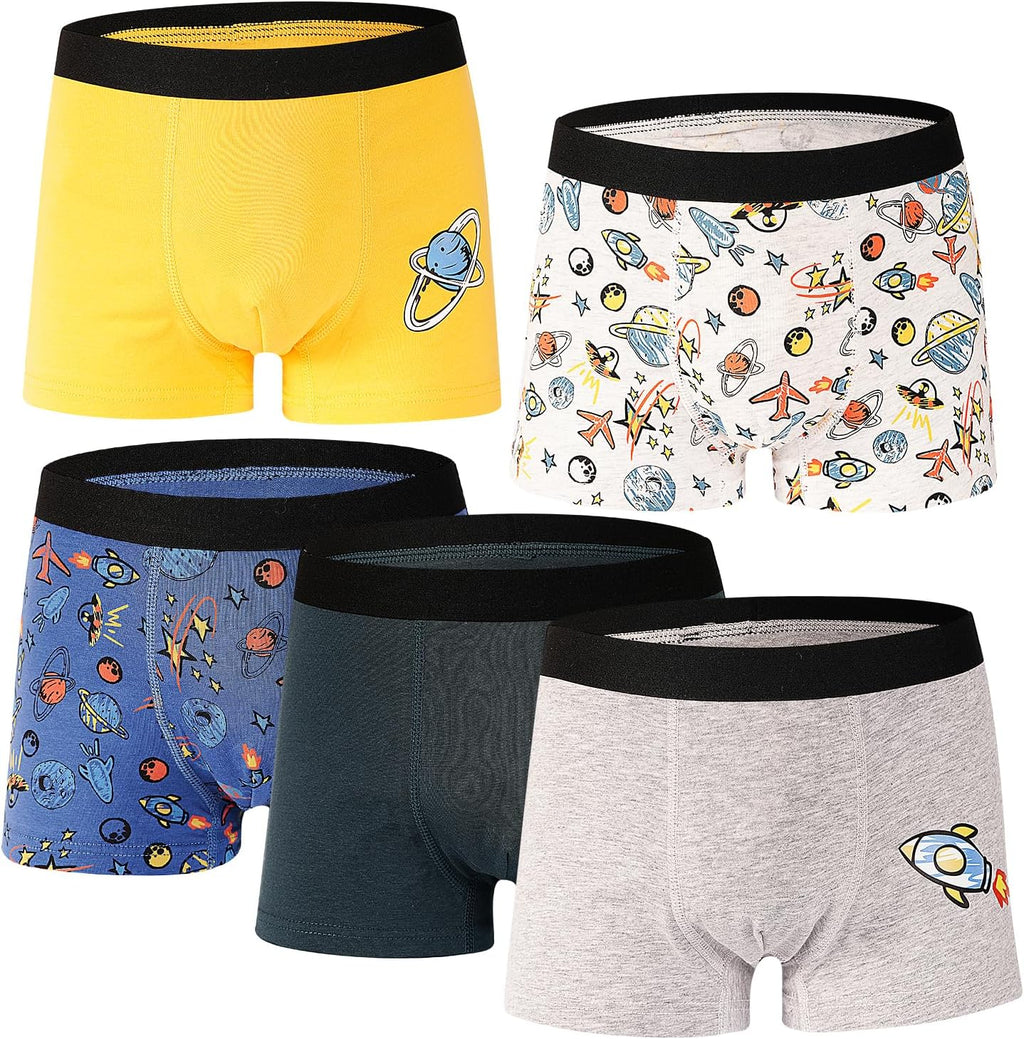 Boys Boxer Briefs 5 Pack, Kids Youth Underwear for 8-14 Years Teen Big Kids Soft Breathable Boxer Shorts Underpants