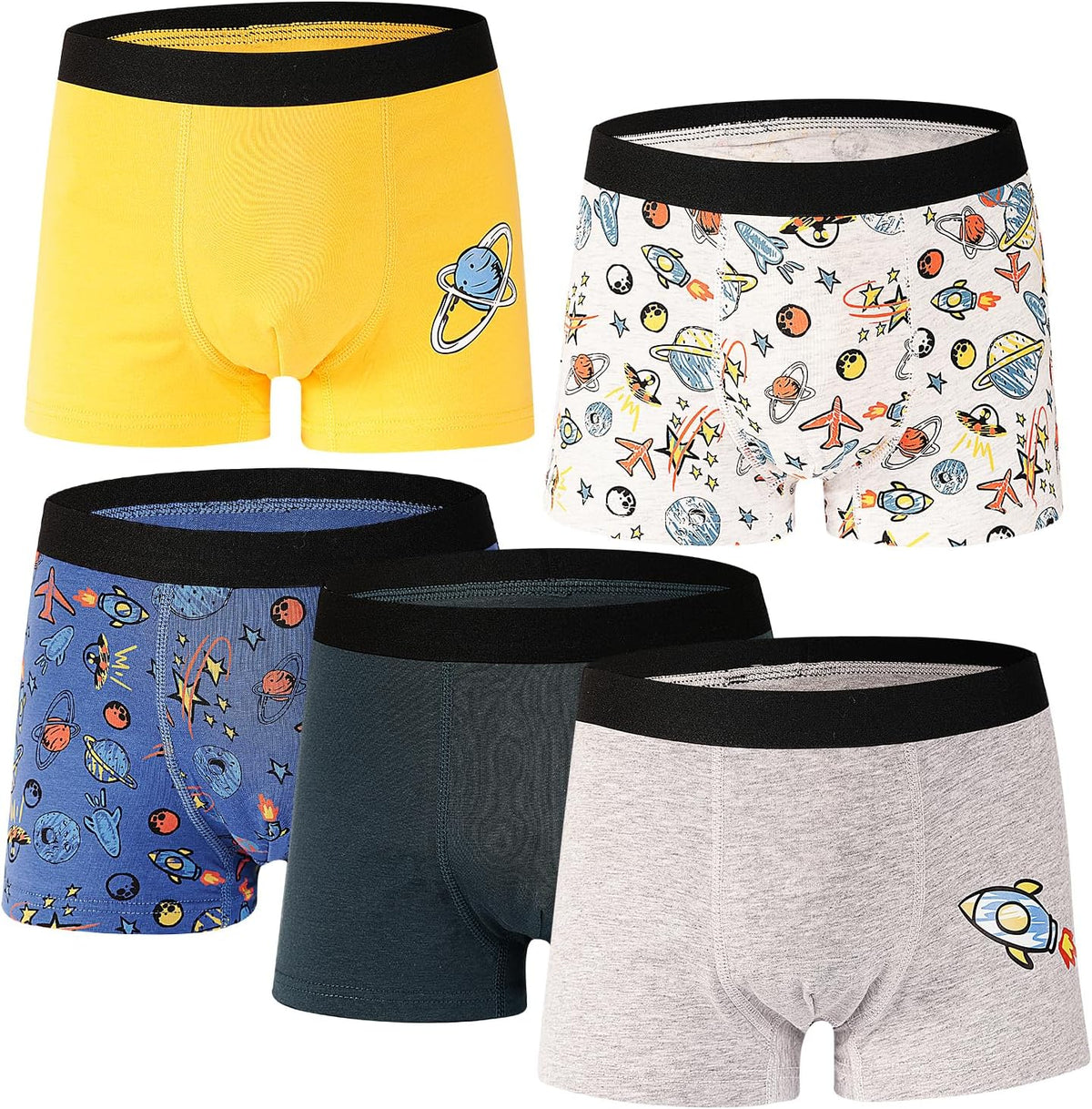 Boys Boxer Briefs 5 Pack, Kids Youth Underwear for 8-14 Years Teen Big Kids Soft Breathable Boxer Shorts Underpants