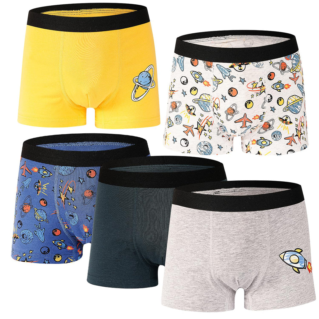 Boys Boxer Briefs 5 Pack, Kids Youth Underwear for 8-14 Years Teen Big Kids Soft Breathable Boxer Shorts Underpants