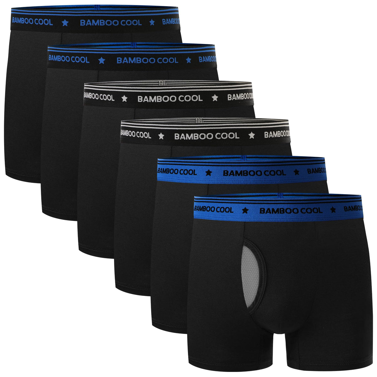 BAMBOO COOL Boy's Underwear Boxer Briefs for Boy Breathable Mesh Fly Zone Moisture-Wicking 6 Pack