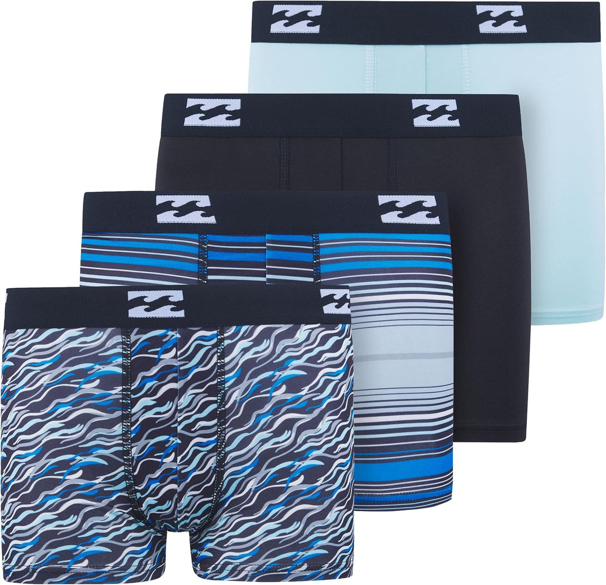 Billabong Boys Underwear, 4 Pack Durable Stretch Breathable Boxer Briefs