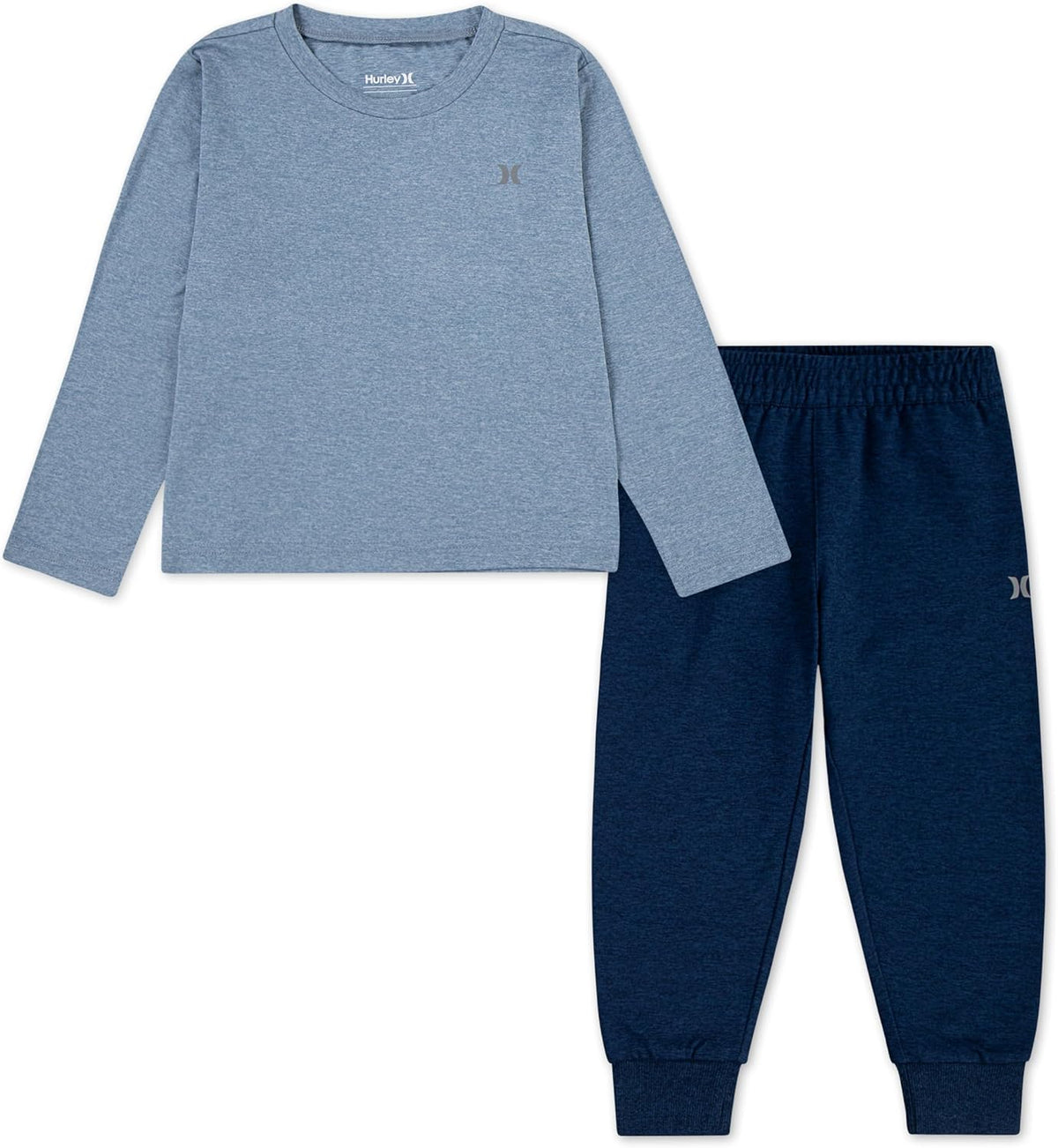 Hurley Boys' Long Sleeve Soft Basic T-shirt and Joggers 2-piece Outfit Set