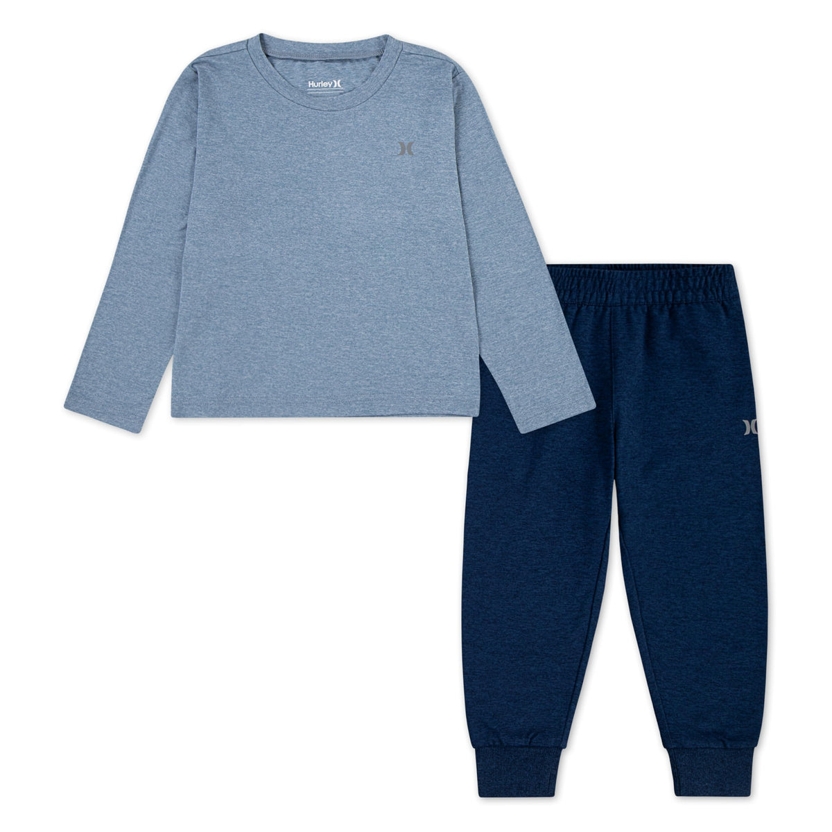 Hurley Boys' Long Sleeve Soft Basic T-shirt and Joggers 2-piece Outfit Set