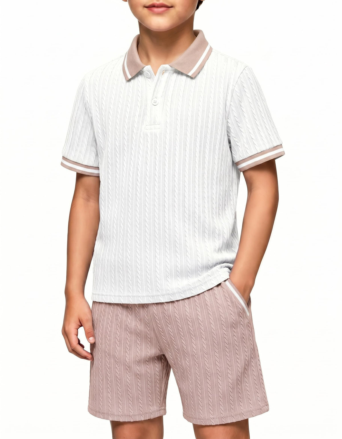 Arshiner Boys 2 Piece Outfits Button Polo Shirt & Elastic Shorts 4-13 Years