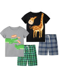 Cooraby Toddler Boys Summer Clothes Outfits Kids Cotton Short Sleeve Shirt Shorts 4 Pieces Set Toddler Boys short sets 2-5T