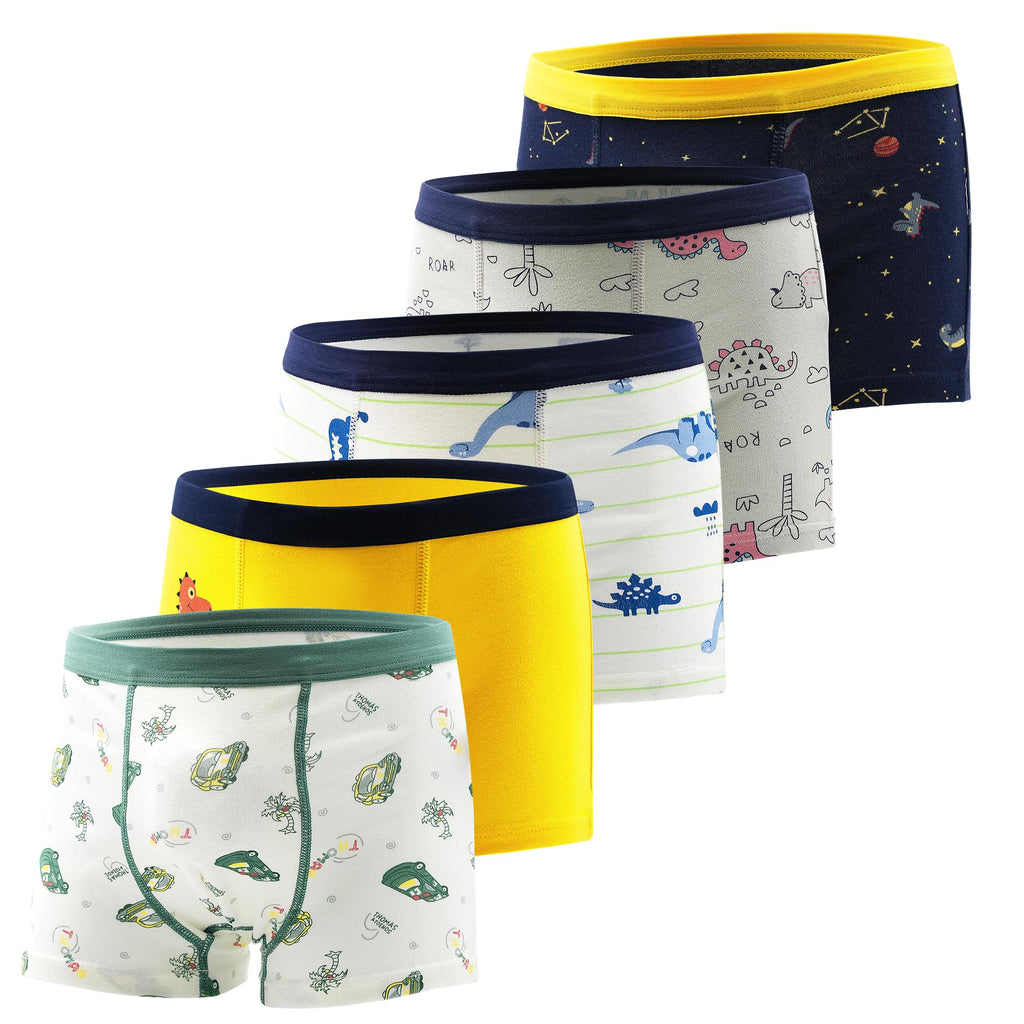 Tphon Boys Boxer Briefs, Toddler Kids Soft Cotton Underwear 4/5 Pairs Little Big Boy Dinosaur Shark Shorts Set