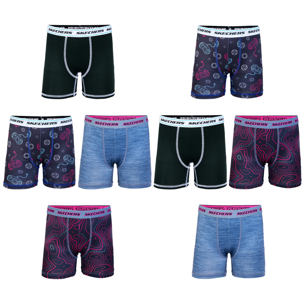 Skechers Boys' Amazon Exclusive 8pk Athletic Boxer Briefs With Unique Prints in Sizes 2/3t-10