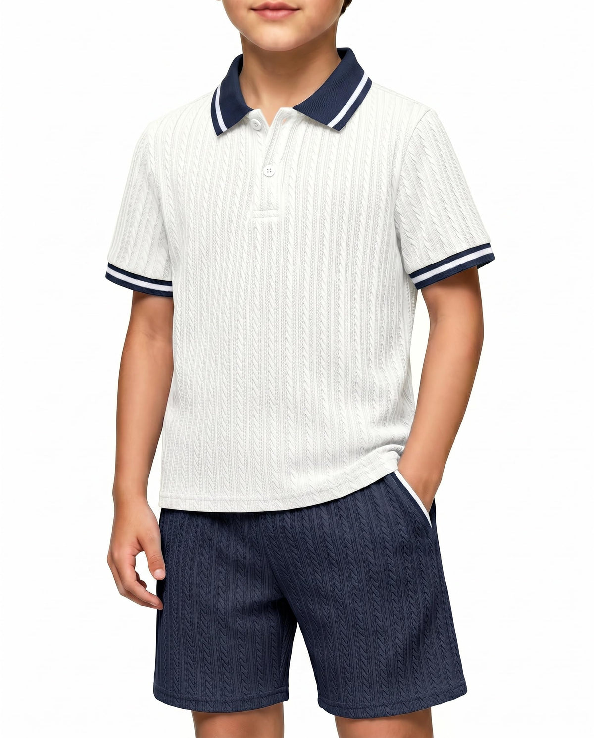 Arshiner Boys 2 Piece Outfits Button Polo Shirt & Elastic Shorts 4-13 Years