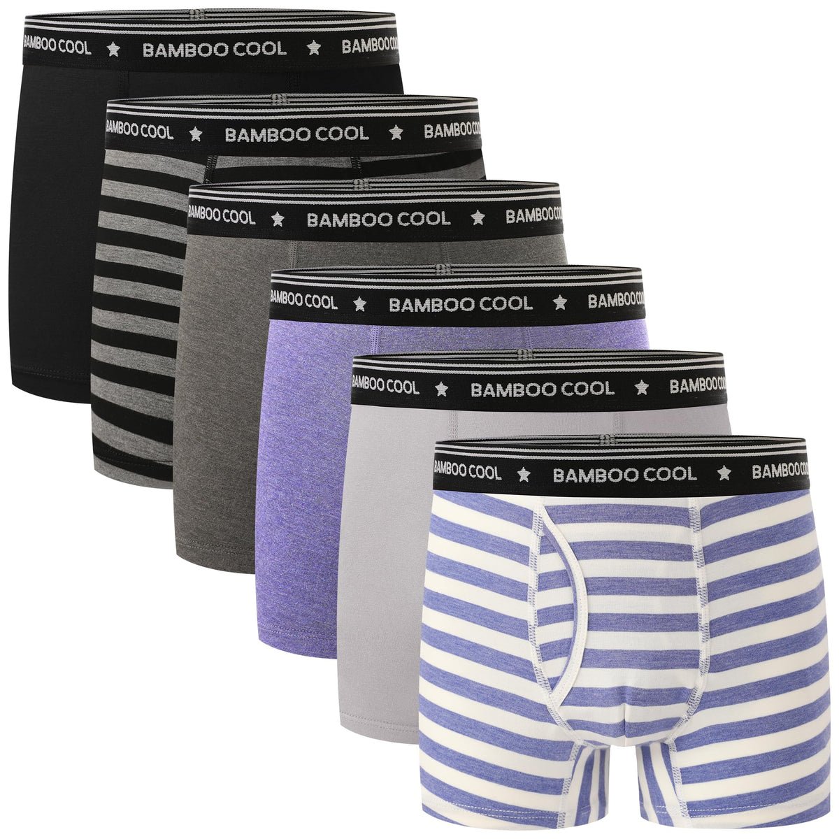 BAMBOO COOL Ultra Breathable Boys' Underwear Soft Boxer Briefs 6-Pack