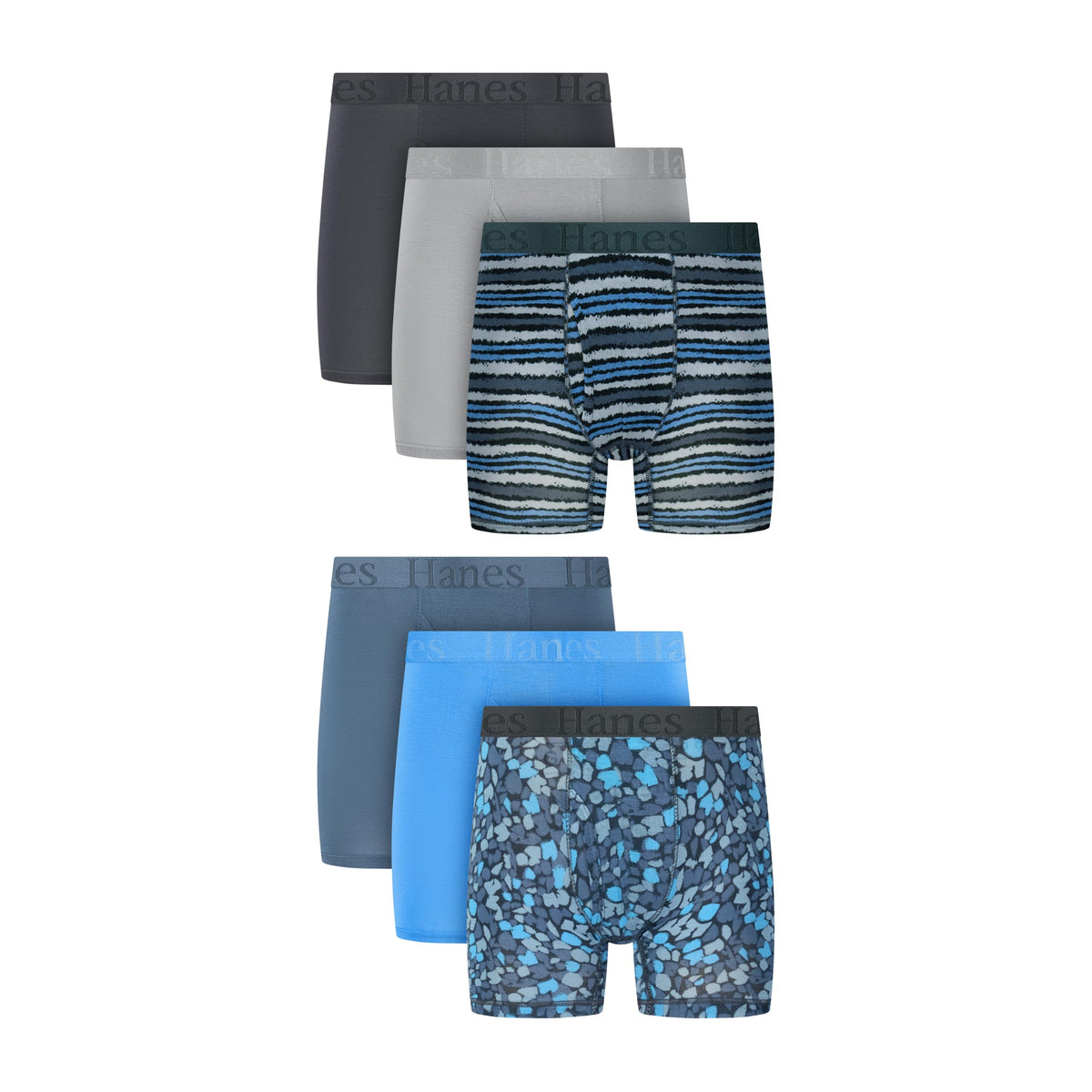 Hanes Boys' Underwear Boxer Briefs Pack – 6-Pack – Originals SuperSoft – Moisture-Wicking Cooling – Lightweight