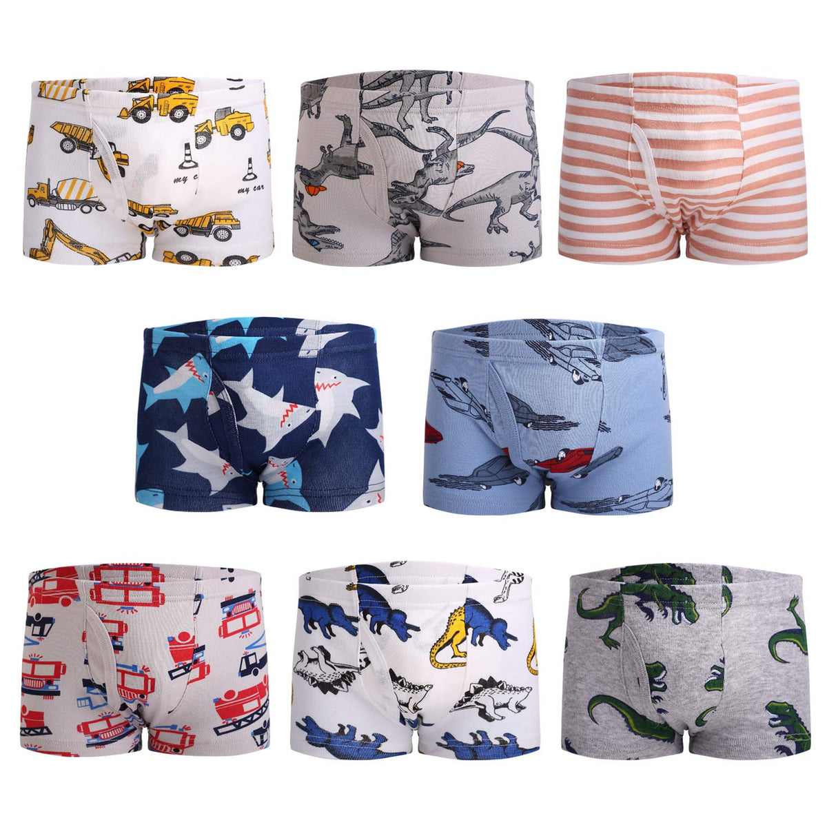 Little Boys Soft Cotton Briefs Toddler Kids Underwear Various cute patterns 6-8Pack