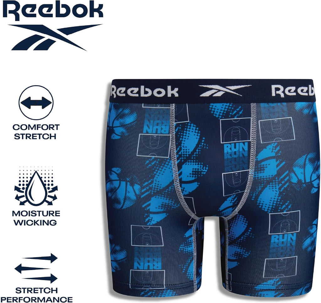 Reebok Boys Boxer Briefs - 4 Pack Performance Underwear Boxers, 5" Inseam