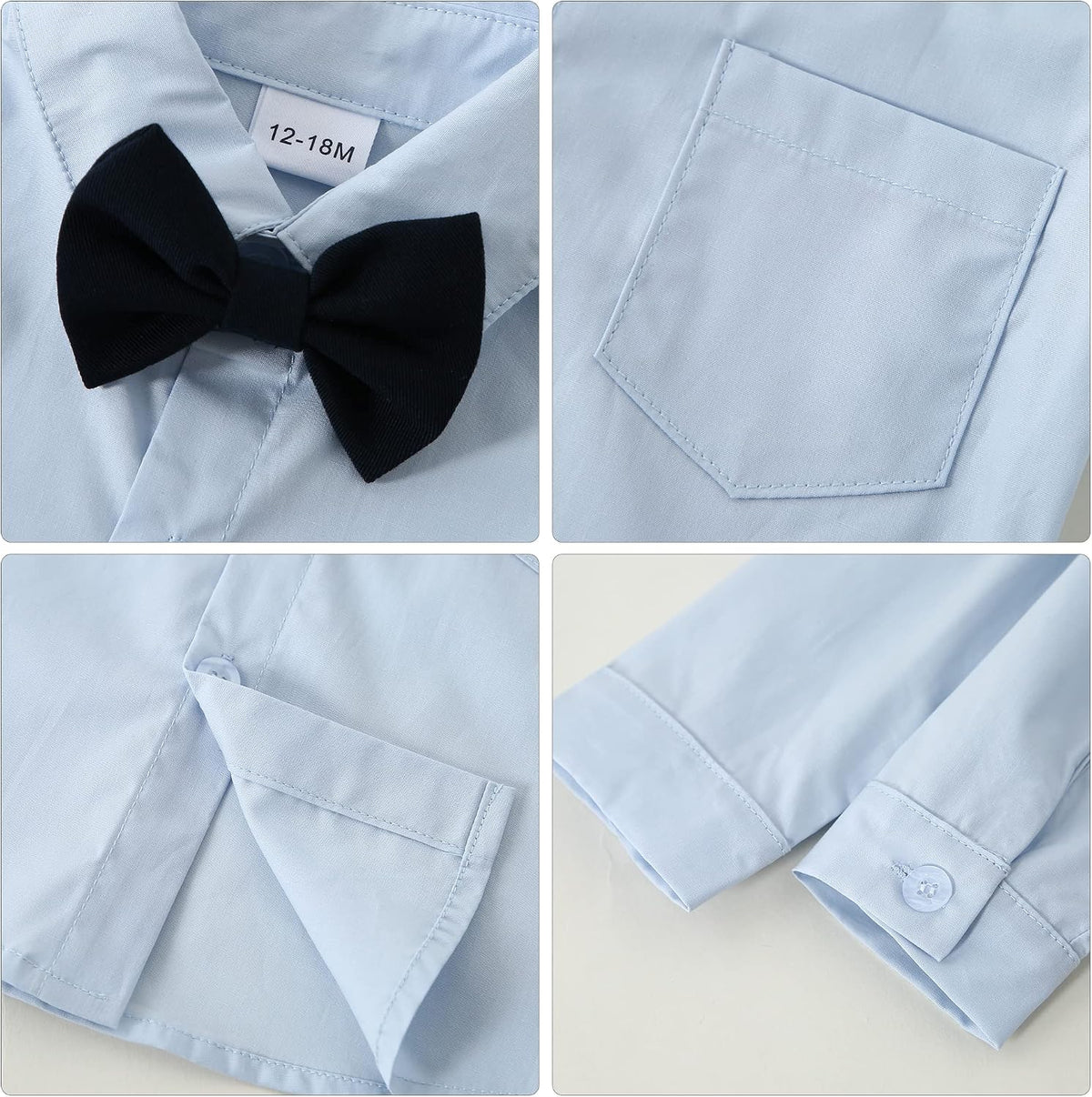 YALLET Toddler Baby Boy Clothes Suit Gentleman Wedding Outfits, Formal Dress Shirt+Bowtie+Vest+Boutonniere+Suspender Pants