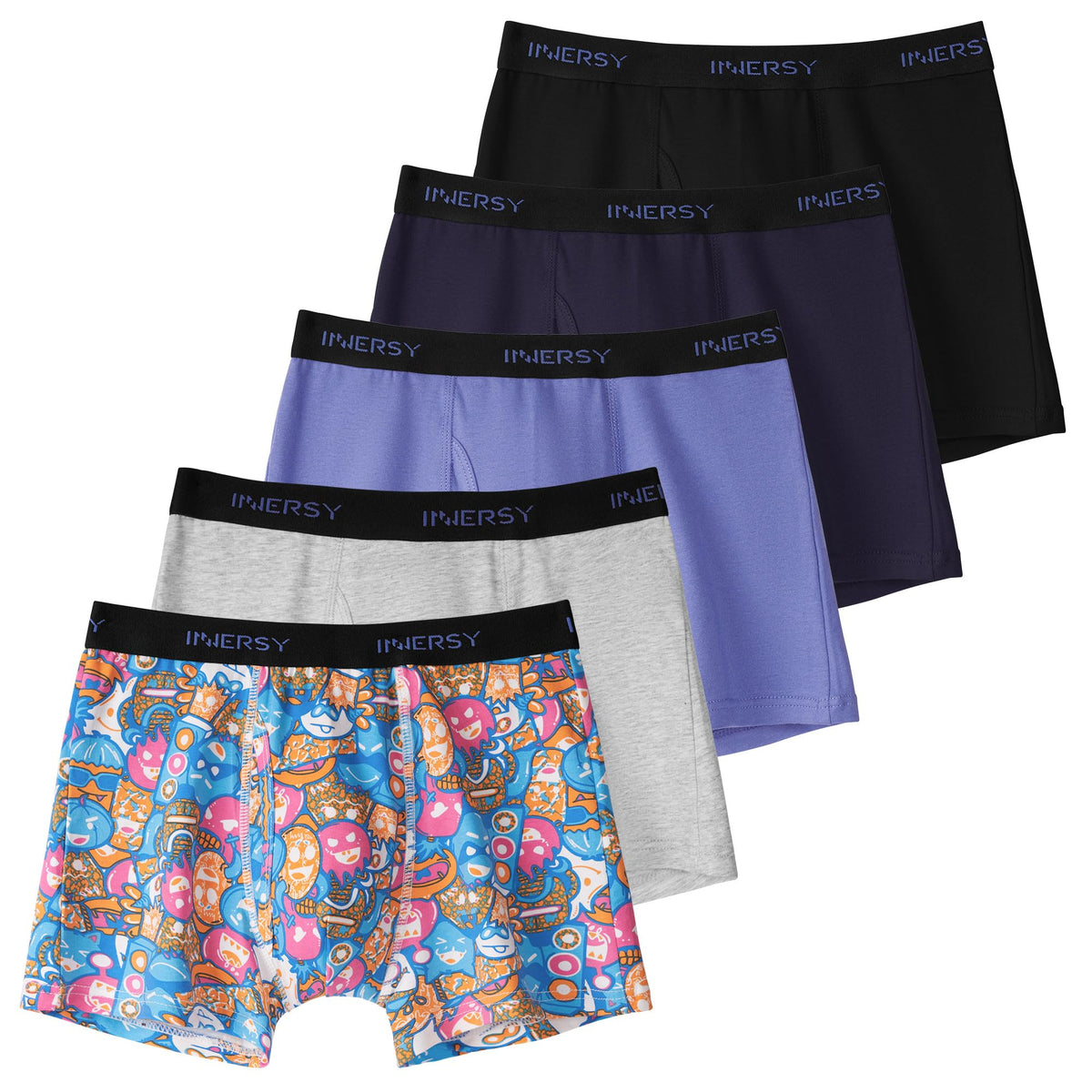 INNERSY Boys' Underwear Cotton Soft Boxer Briefs 5-Pack