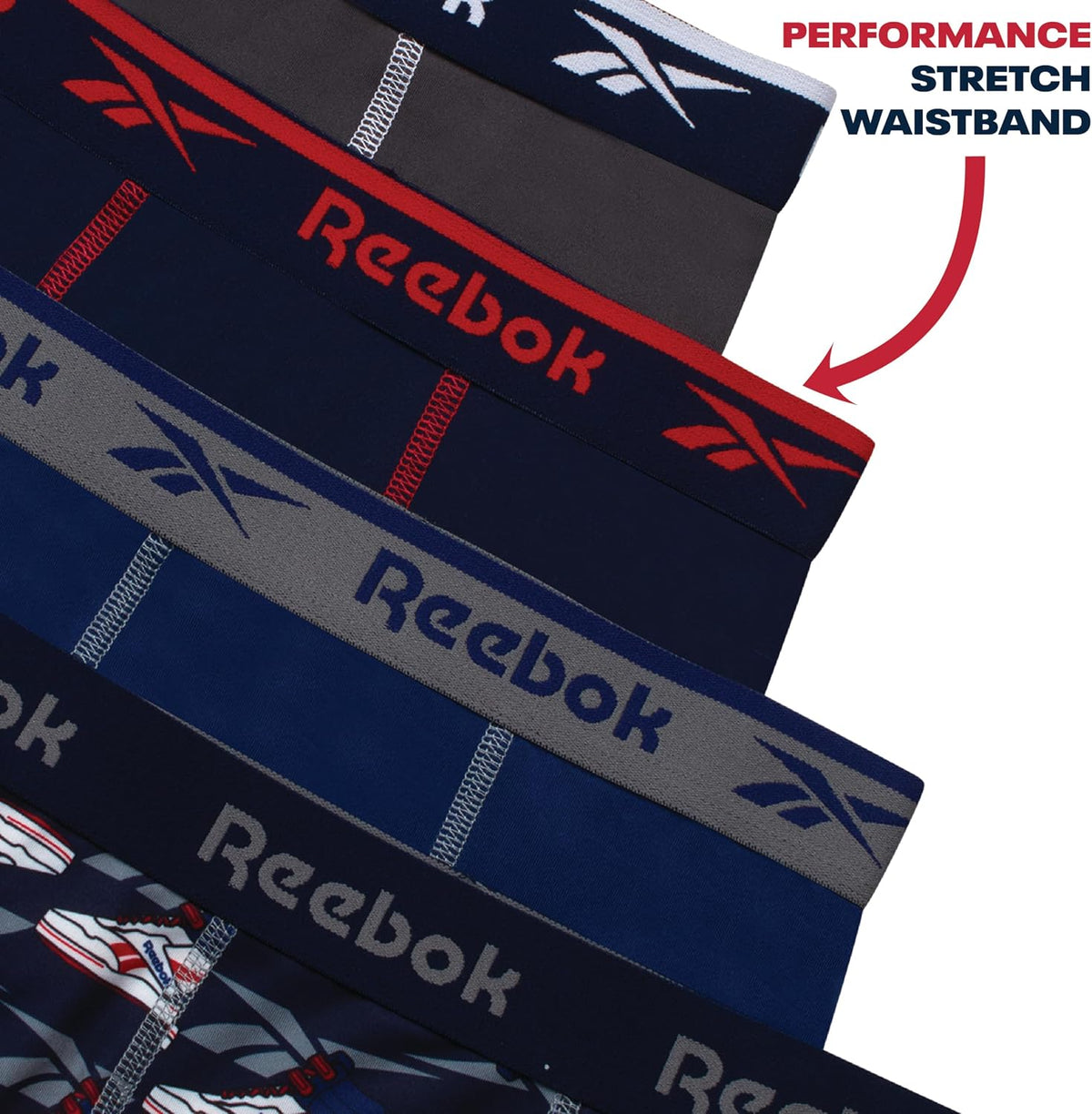 Reebok Boys Boxer Briefs - 4 Pack Performance Underwear Boxers, 5" Inseam