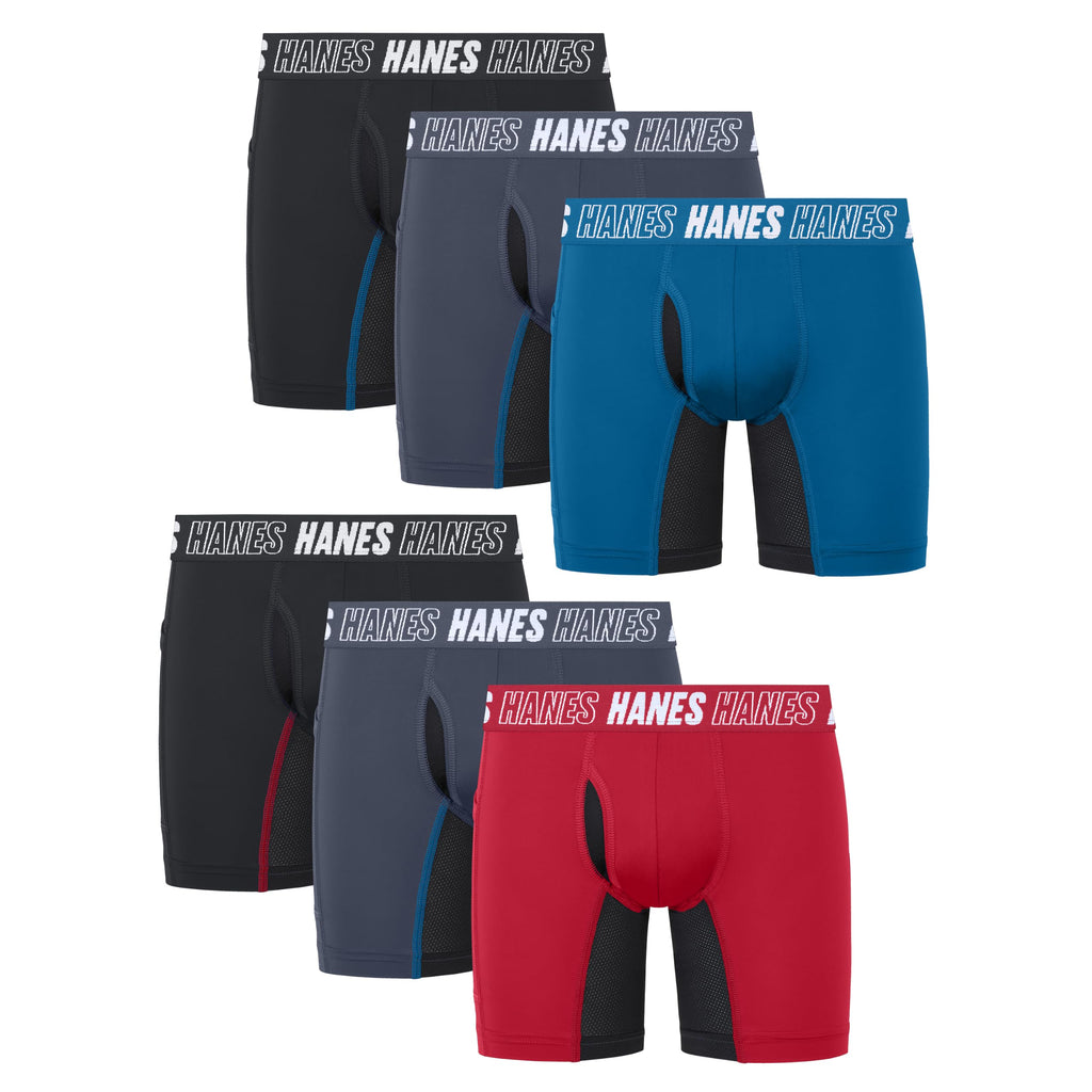 Hanes Boys' Moves Underwear, Anti-chafe Boxer Briefs for Boys, 6-pack