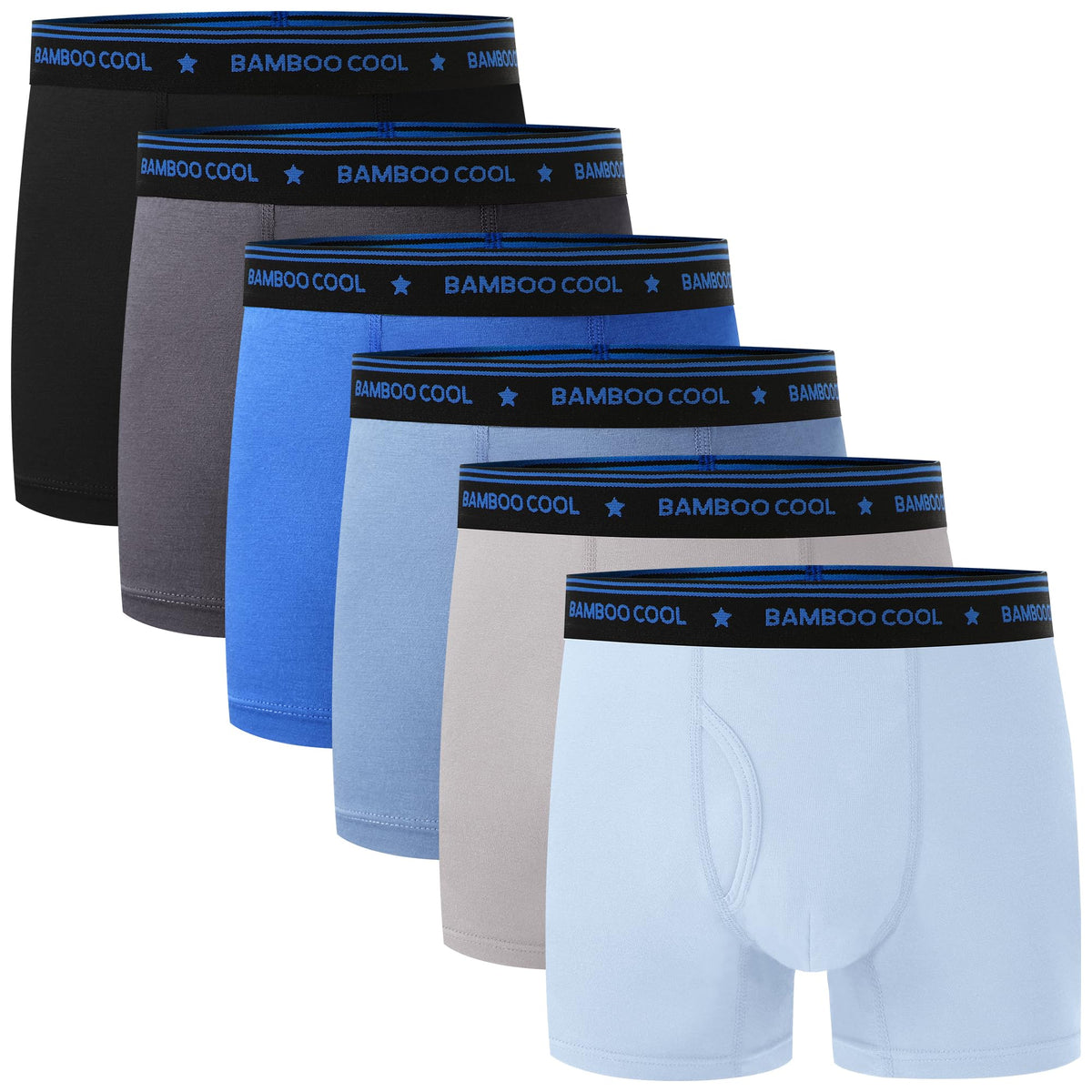 BAMBOO COOL Ultra Breathable Boys' Underwear Soft Boxer Briefs 6-Pack
