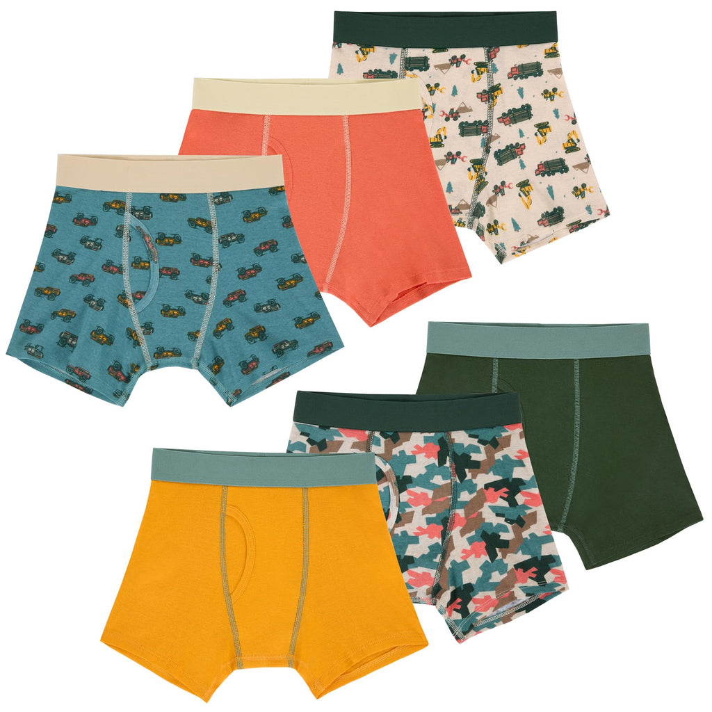 Kids Boys 100% Cotton 6 Pack Underwear Set Multipack Boxer Briefs
