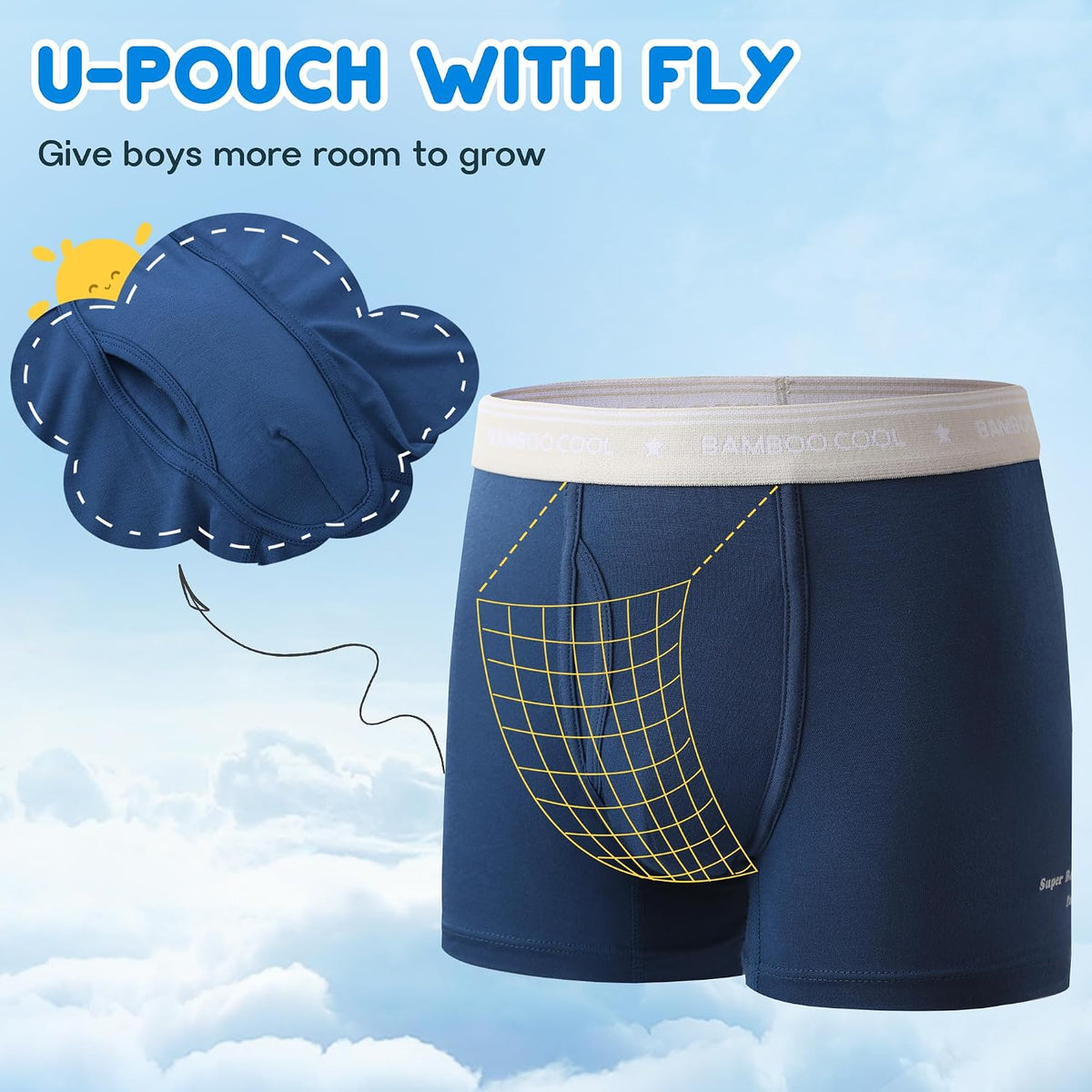 BAMBOO COOL 7 Pack Week Theme Boys' Underwear Ultra Soft Boxer Briefs
