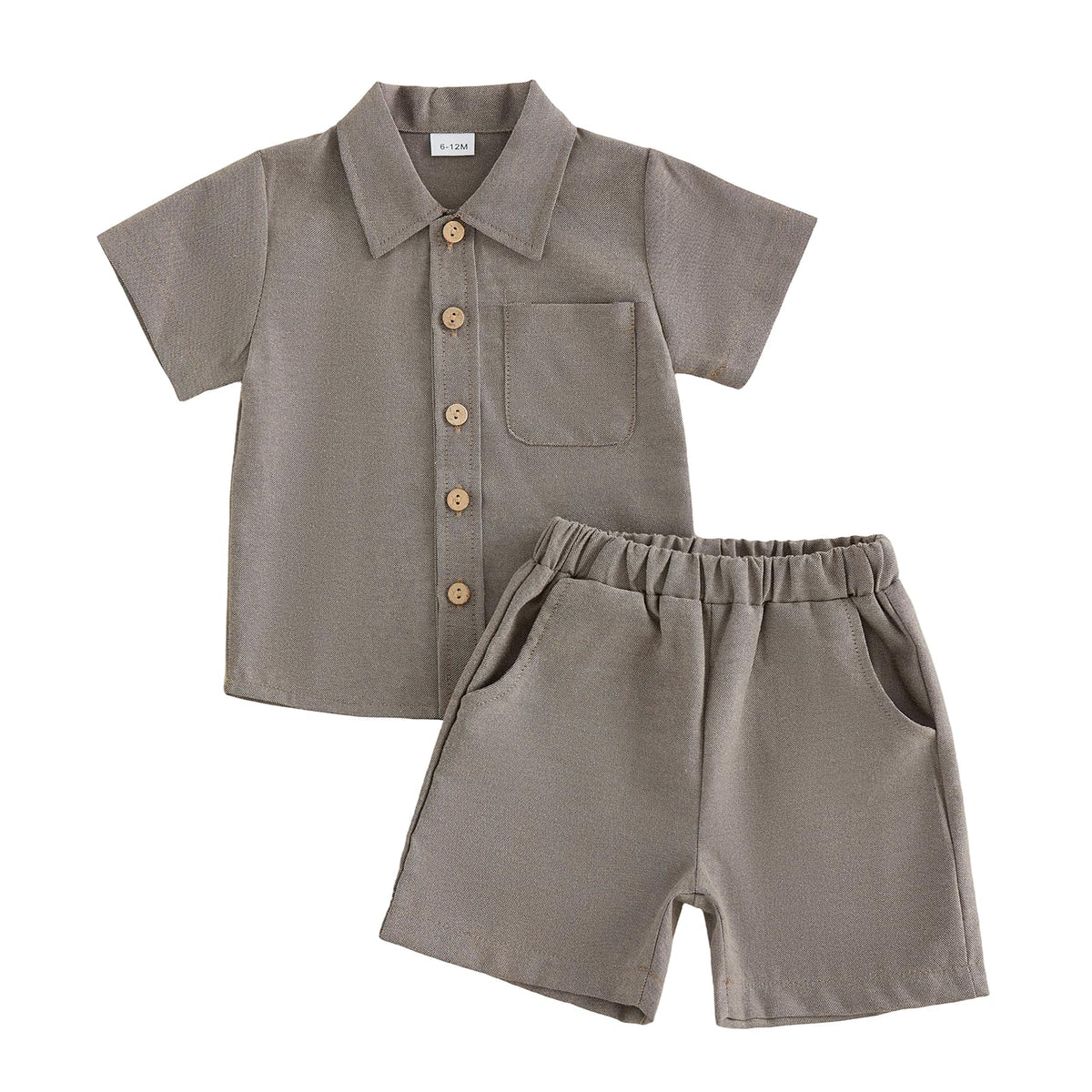 Baby Boys Summer Outfit Cotton Button Down Shirt and Shorts Set Toddler Infant Clothes for Beach Baptism Birthday