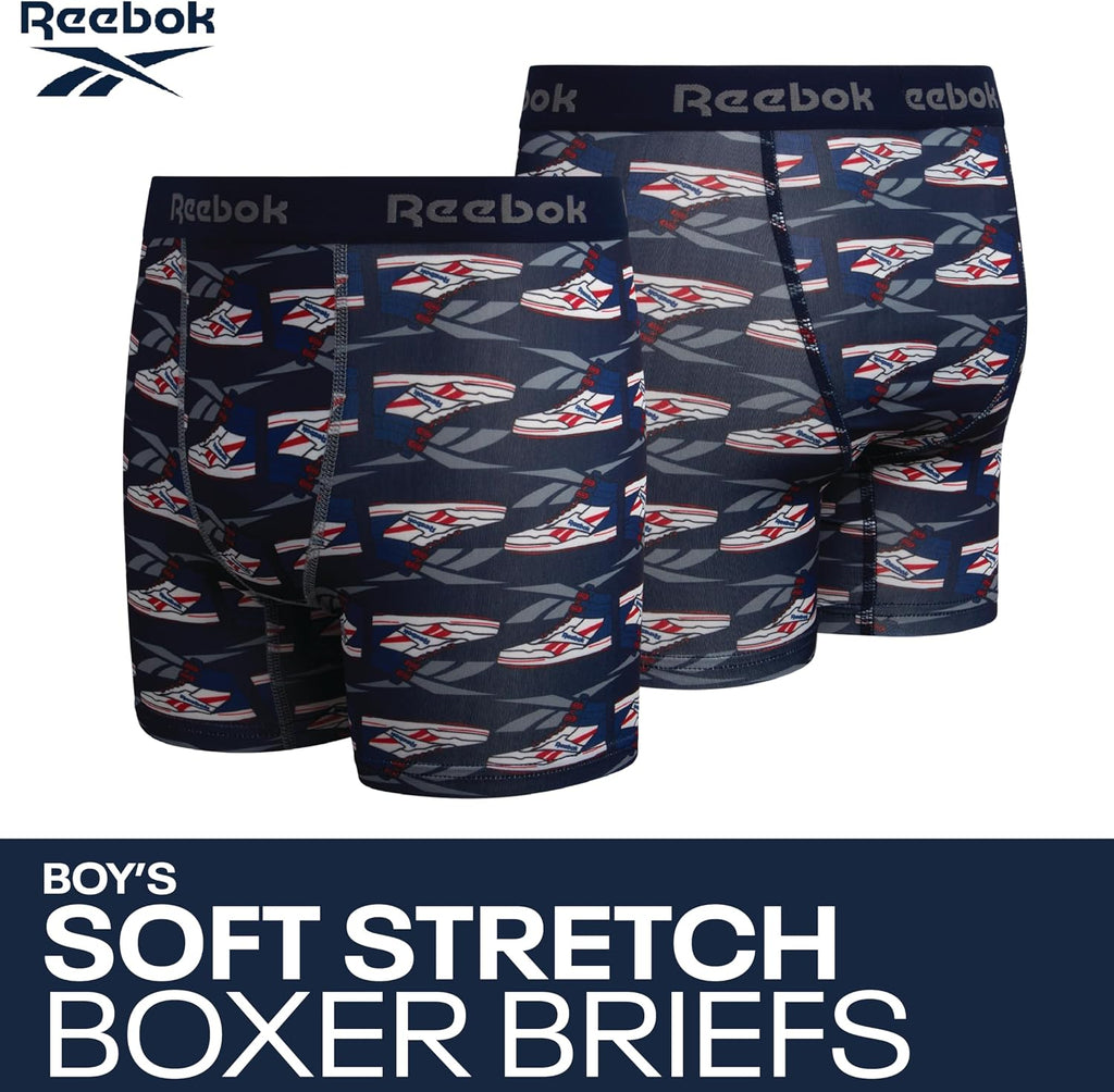 Reebok Boys Boxer Briefs - 4 Pack Performance Underwear Boxers, 5" Inseam