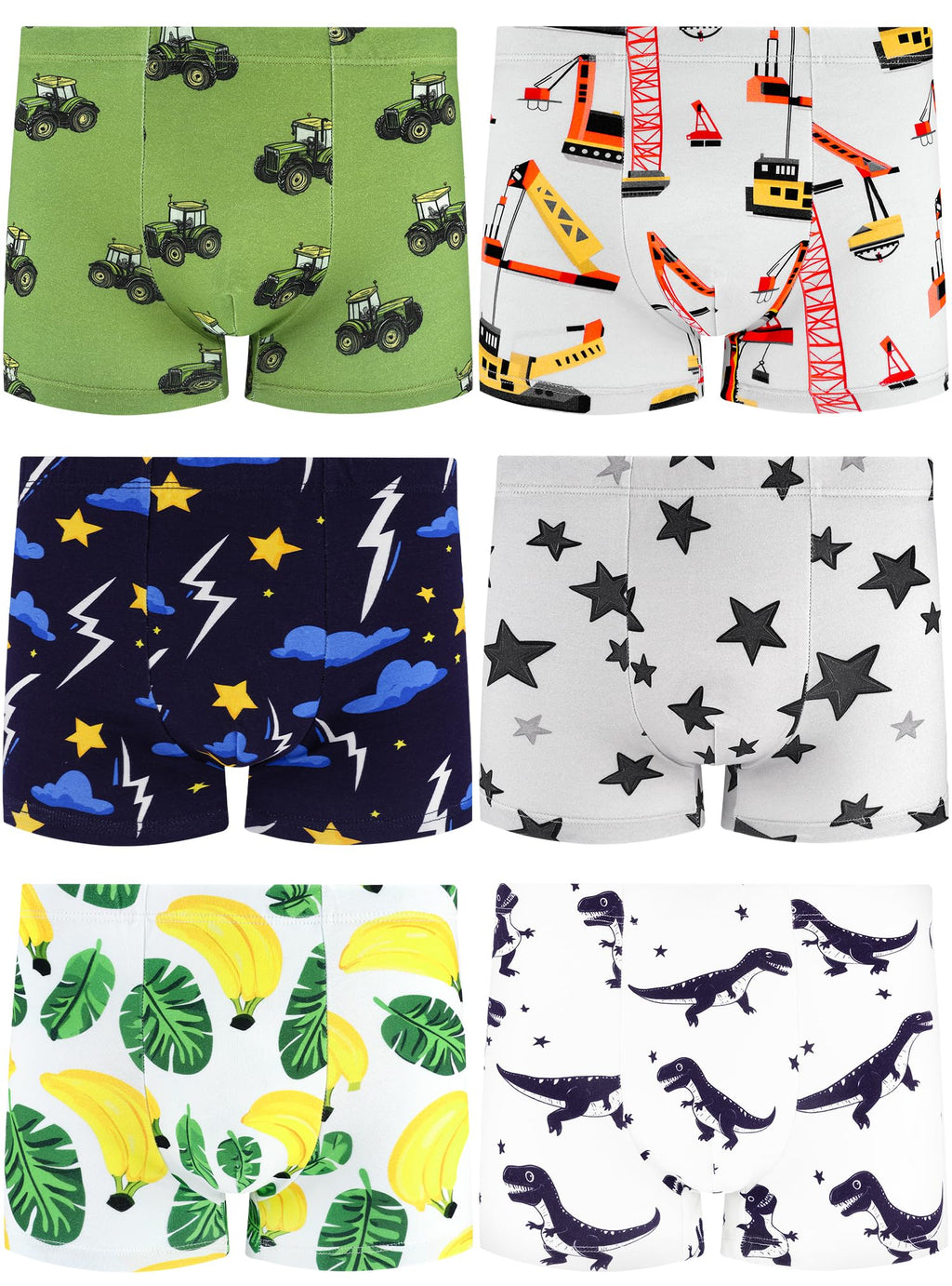 Boys Underwear, Soft Cotton Tagless Boxer Briefs, 6-Pack, 2T-12Y