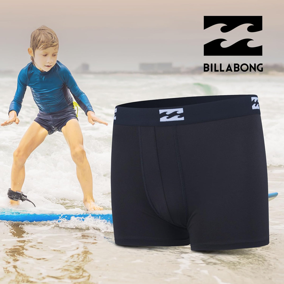 Billabong Boys Underwear, 4 Pack Durable Stretch Breathable Boxer Briefs