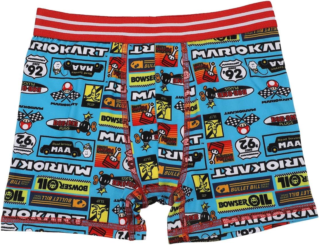 Bioworld Mario Kart All-Over Prints Boys' Boxer Briefs Multipack (5 Pack)