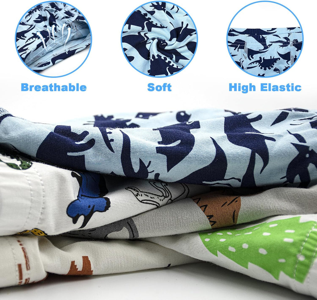Boys Underwear 5 Pack, Toddler Boxer Briefs Soft Breathable Kids 2-8 Years Shorts Boxer Dinosaur Animals Set