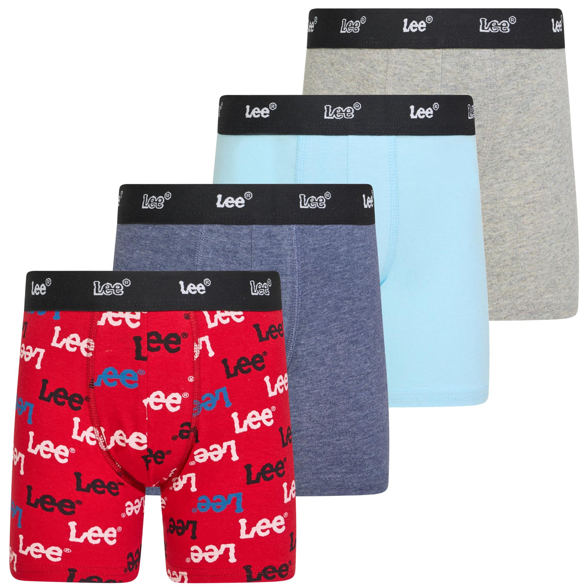 Lee Boys Underwear, 4 Pack Cotton Stretch Tagless Boxer Briefs Youth Kids