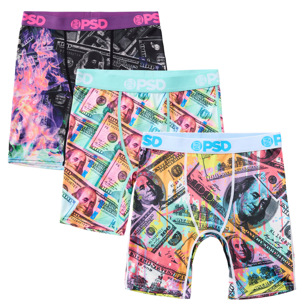 PSD Youth Boys Underwear Money Graphic Print Boxer Briefs, Packs & Singles