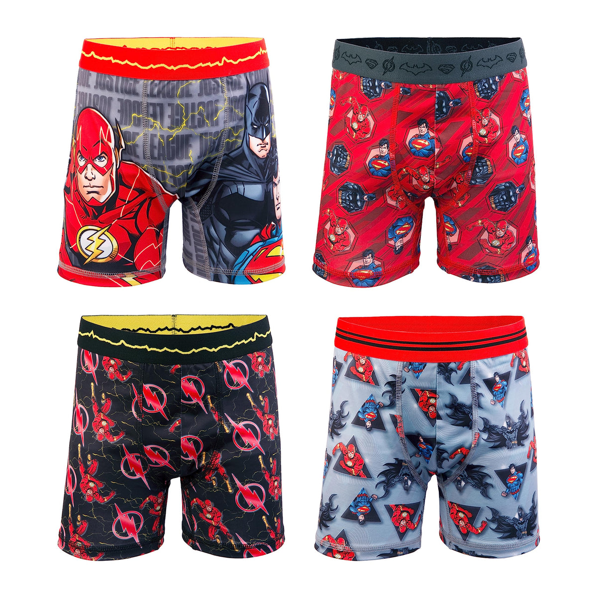 DC Comics Boys' Superhero Boxer Briefs Multipacks with Batman, Flash, Superman & More, Sizes 4, 6, 8, 10, 12