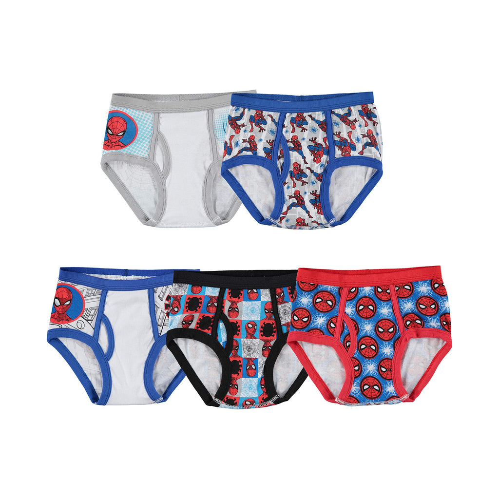 Spider-Man boys 100% Combed Cotton Brief Multipacks With Multiple Print Choices Available in Sizes 4, 6, 8, 10, and 12